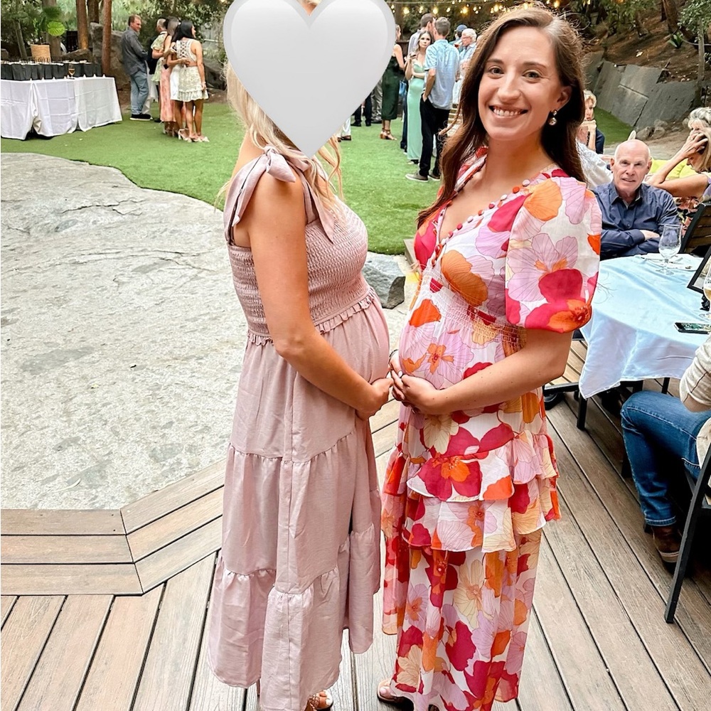 Pink Floral Ruffle Maxi Dress